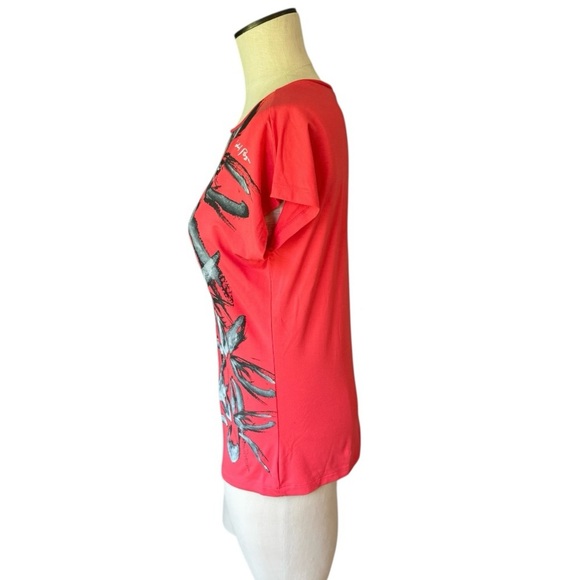 Delpozo Coral Abstract Floral Print Signature Designer Women’s T-shirt Sz M - Picture 3 of 7